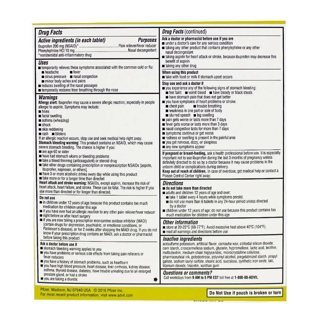 Advil® Allergy & Congestion Relief – 1 Tablet, Case of 50 Packs