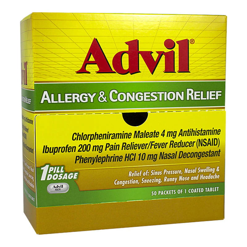Advil® Allergy & Congestion Relief – 1 Tablet, Case of 50 Packs