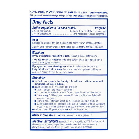 Zicam® Cold Remedy Zinc RapidMelts, Citrus – 25 Count, Box of 24