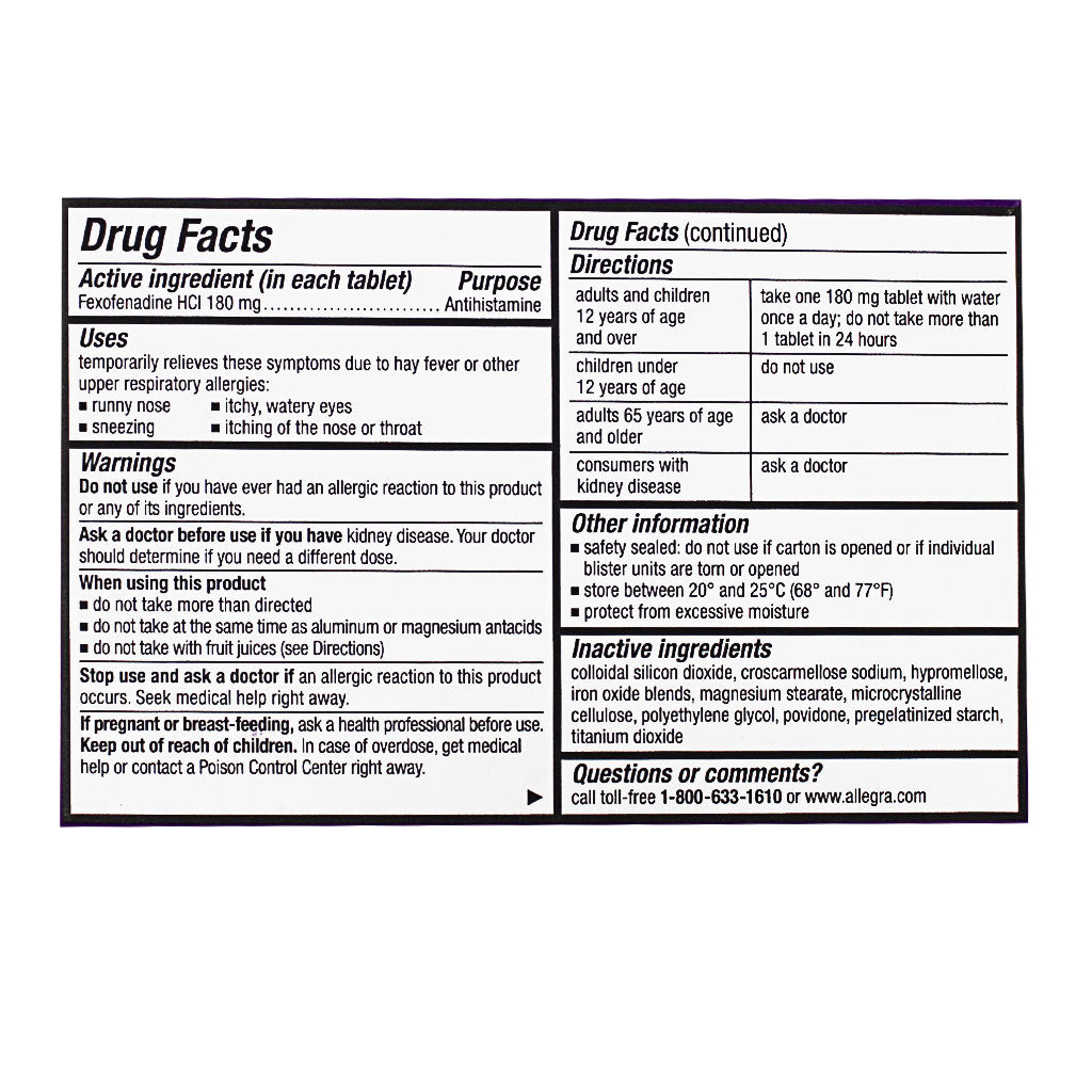 Allegra Allergy 24 Hour Non-Drowsy Relief - Card of 1 wellness vending machine university campuses, workplaces