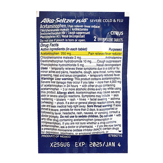 Alka-Seltzer® Plus Cold – Pack of 2, Case of 50 Packs