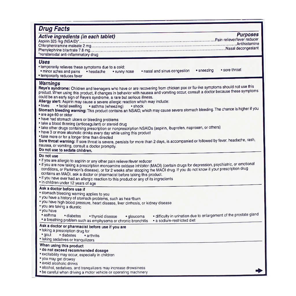 Alka-Seltzer® Plus Cold – Card of 2, Case of 36 Packs