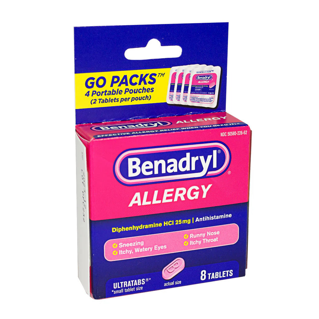 Benadryl® Allergy Go Pack – 4 Unit Dose Packs of 2 Tablets, Case of 36