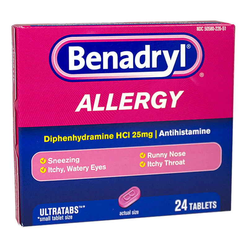 Benadryl® Allergy Tablets – 24 Count, Case of 18 Boxes