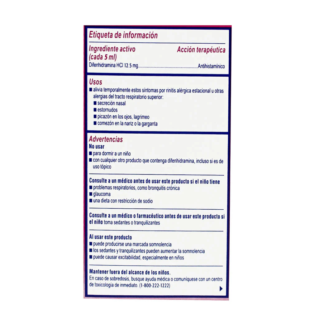 Benadryl® Children’s Allergy Cherry – 4 fl oz, Case of 18 Boxes