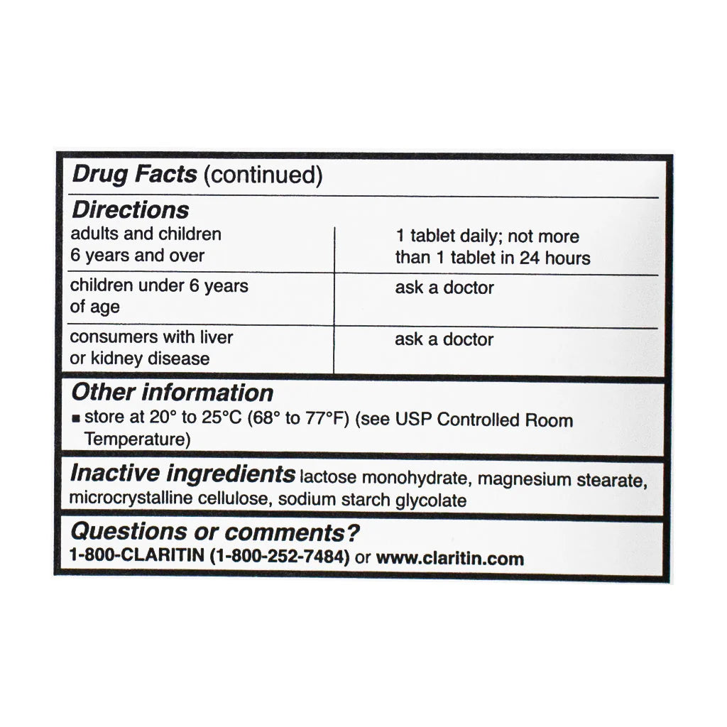 Claritin® Allergy Non-Drowsy – 1 Tablet Card, Case of 36 Boxes