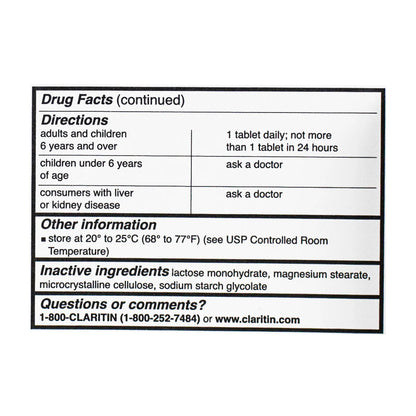 Claritin® Allergy Non-Drowsy – 1 Tablet Card, Case of 36 Boxes