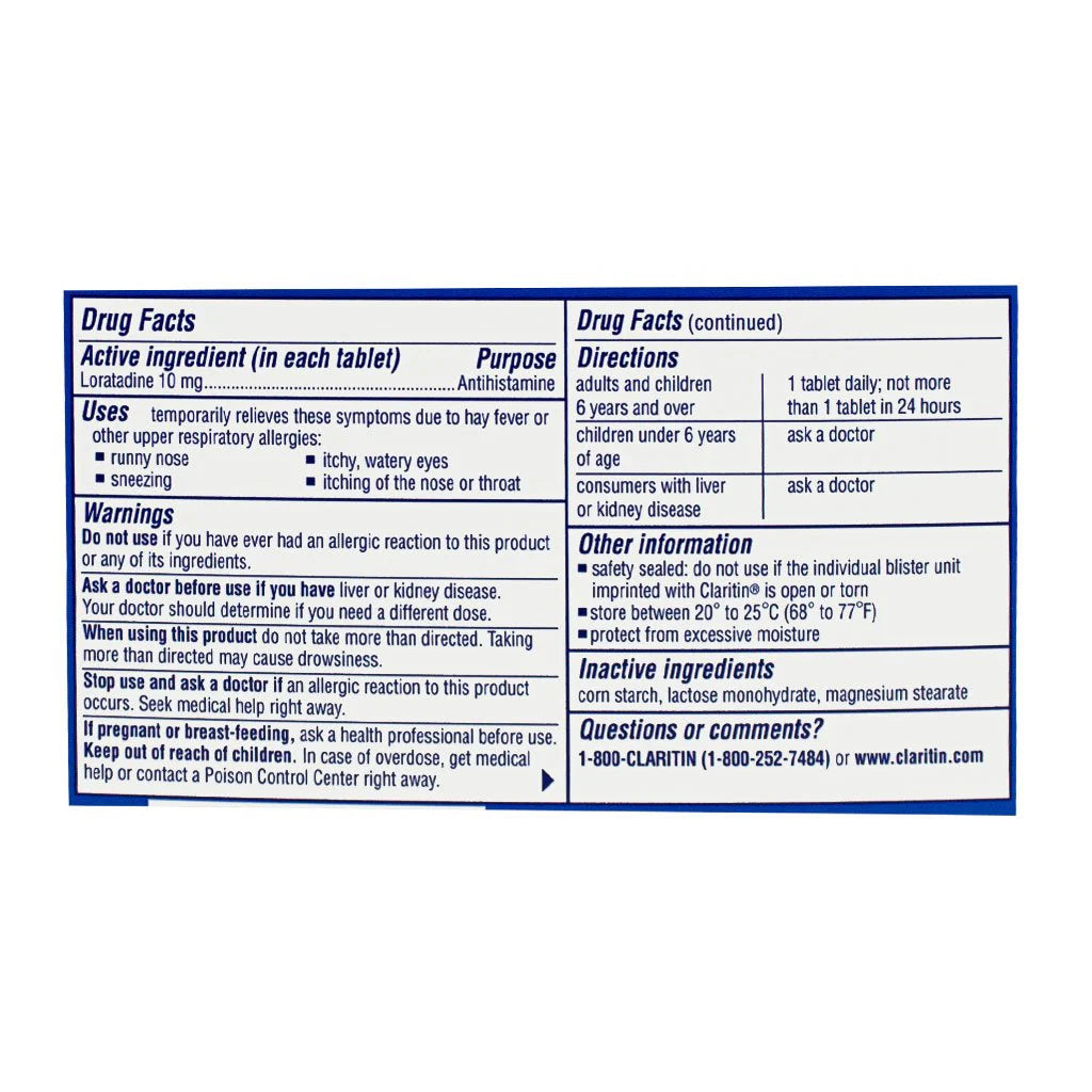 Claritin® Non-drowsy Allergy Relief Tablet – 1 Count, Case of 36 Packs