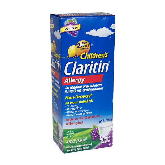 Claritin® Children’s Allergy Syrup Grape – 4 fl oz, Case of 18 Boxes