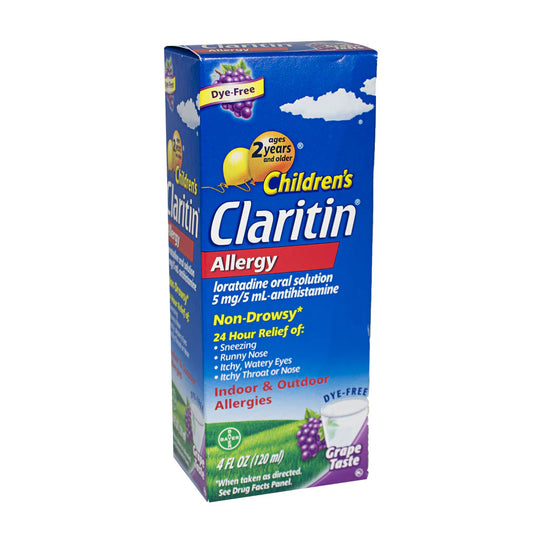 Claritin® Children’s Allergy Syrup Grape – 4 fl oz, Case of 18 Boxes