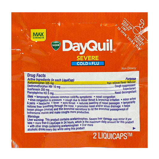 Vick's Dayquil Severe Cold & Flu Liquidcaps - Pack of 2 wellness vending machine