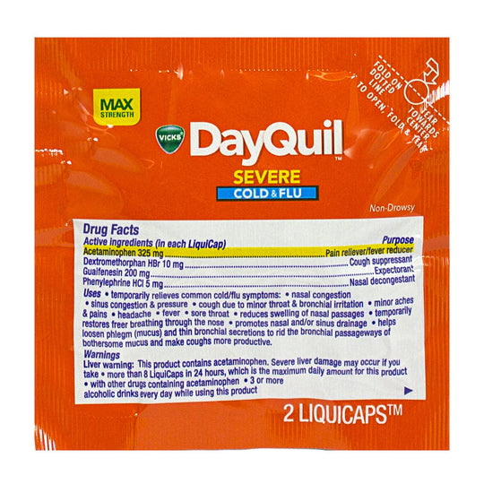 DayQuil® Severe Cold & Flu LiquiCaps – Pack of 2, Box of 32