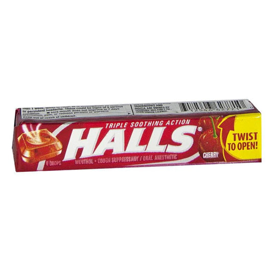Halls® Cough Suppressant Cherry Drops – Stick of 9 Drops, Case of 40