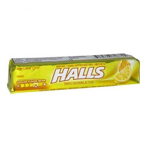 Halls® Cough Suppressant Honey Lemon Drops – Stick of 9 Drops, Case of 40