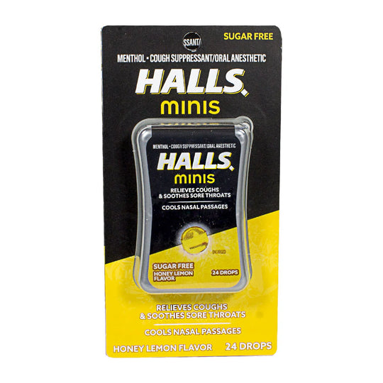 Halls® Mini Honey Lemon Cough Drops – 24 Count, Case of 24