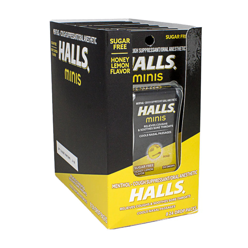 Halls® Mini Honey Lemon Cough Drops – 24 Count, Case of 24