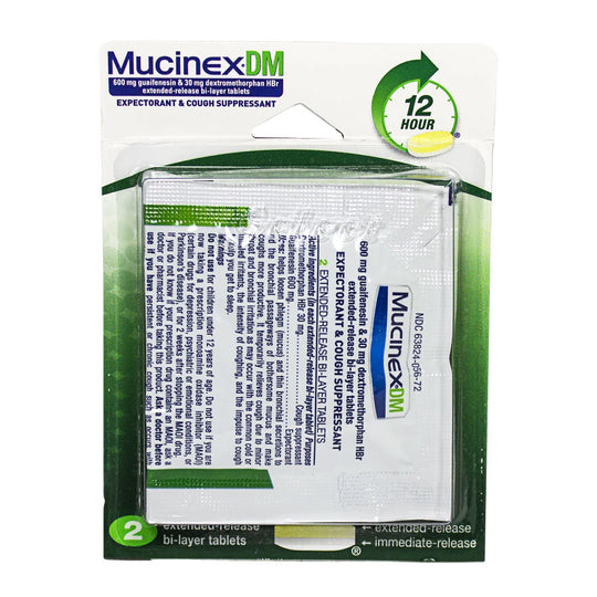 Mucinex® DM Expectorant & Cough Suppressant – 2 Tablets, Case of 36 Cards