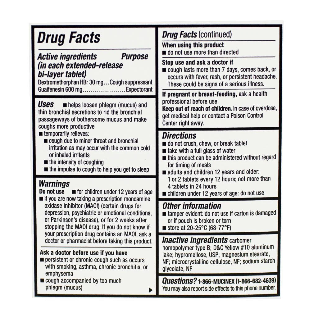 Mucinex® DM Expectorant Cough Suppressant – 2 Tablets, Case of 36 Packs
