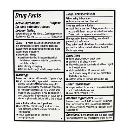 Mucinex® DM Expectorant Cough Suppressant – 2 Tablets, Case of 36 Packs
