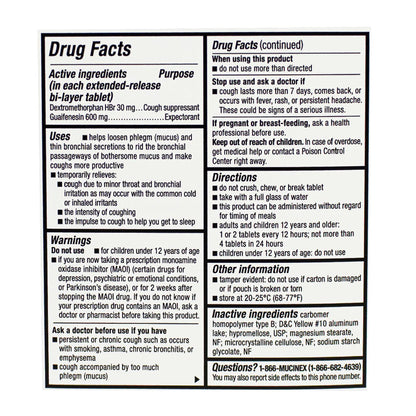 Mucinex® DM Expectorant & Cough Suppressant – 2 Tablets, Case of 40 Packs