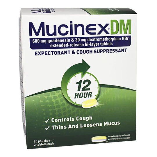 MUCINEX® DM Expectorant & Cough Suppressant – Pack of 2, 20 Packs