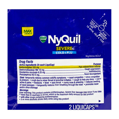 NyQuil® Cold & Flu Severe Relief – 2 Tablets Per Packet, 32 Packets Per Case