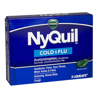 NyQuil® Cold & Flu Relief – 8 Caplets Per Box, Case of 36 Boxes