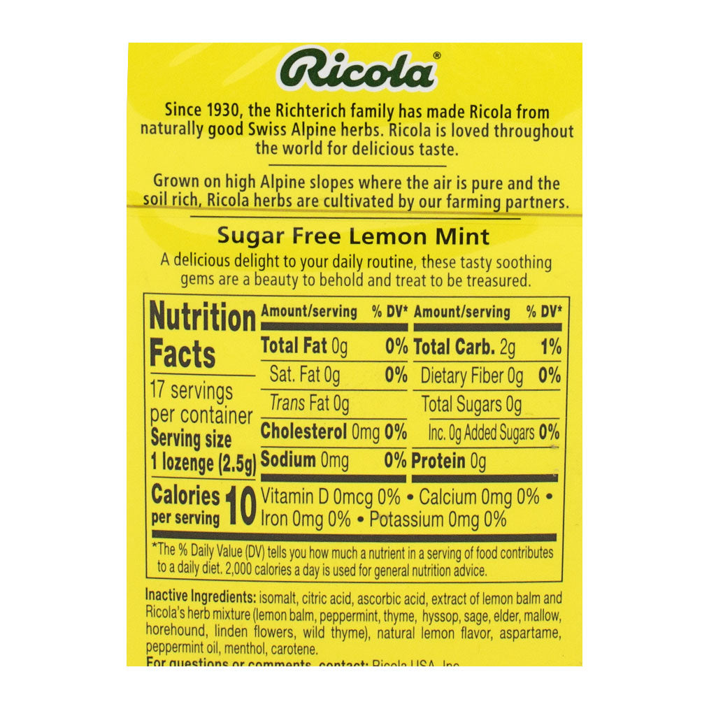 Ricola Lemon Mint Cough Drops - 17 ct. wellness vending machine university campuses