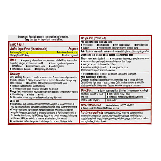 Sudafed PE® Sinus Pressure + Pain – 24 Count, Case of 18 Boxes