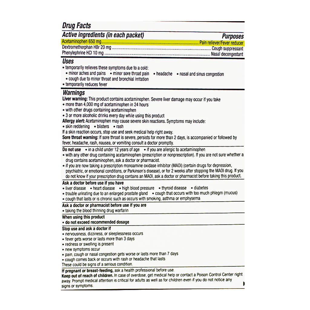 Theraflu® Severe Cold & Cough Relief Daytime – Box of 6 Packets, Case of 24