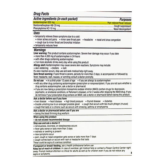 Theraflu® Severe Cold & Cough Relief Daytime – Box of 6 Packets, Case of 24