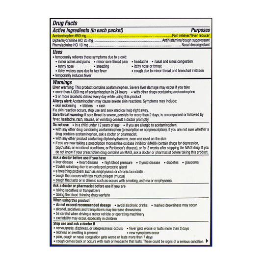 Theraflu® Severe Cold & Cough Relief Nighttime – Box of 6 Packets, Case of 24