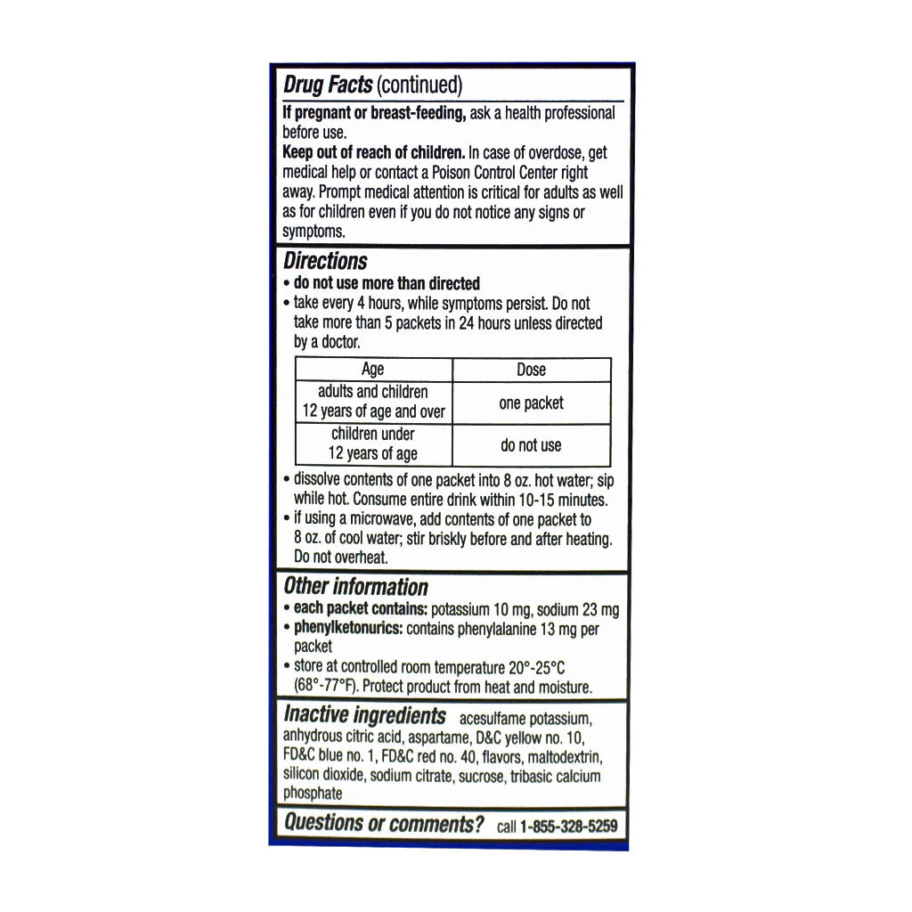 Theraflu® Severe Cold & Cough Relief Nighttime – Box of 6 Packets, Case of 24