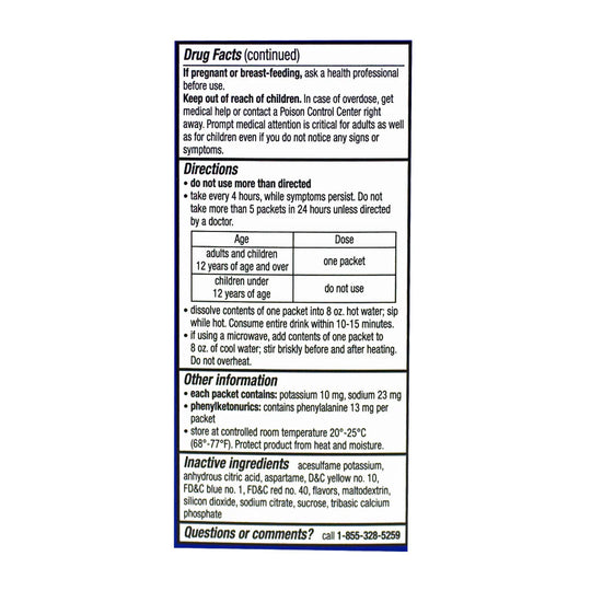 Theraflu® Severe Cold & Cough Relief Nighttime – Box of 6 Packets, Case of 24