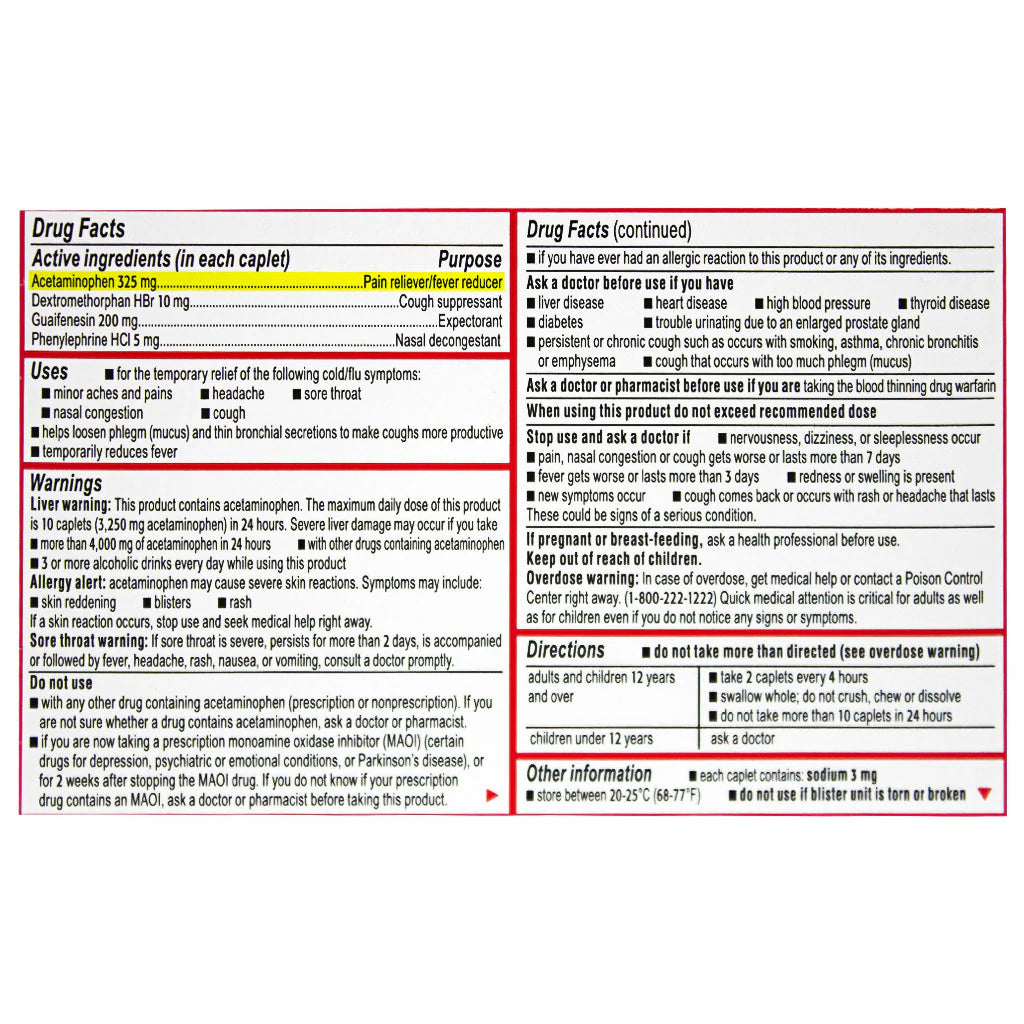 Tylenol® Severe Cold & Flu – 24 Caplets, Case of 24