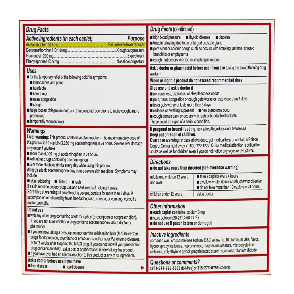 Tylenol® Severe Cold & Flu – 24 Caplets, Case of 24