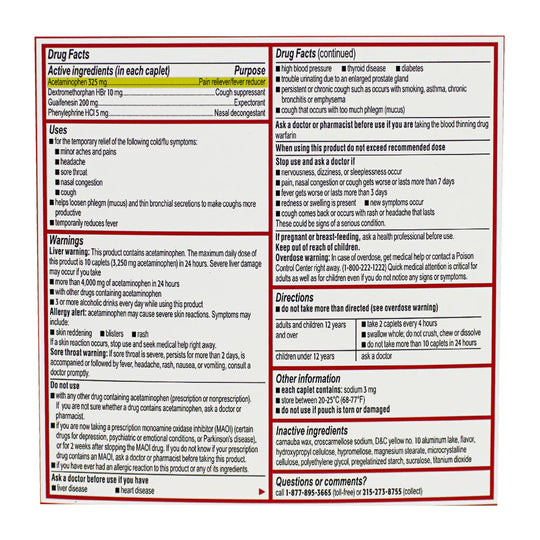 Tylenol® Severe Cold & Flu – 24 Caplets, Case of 24