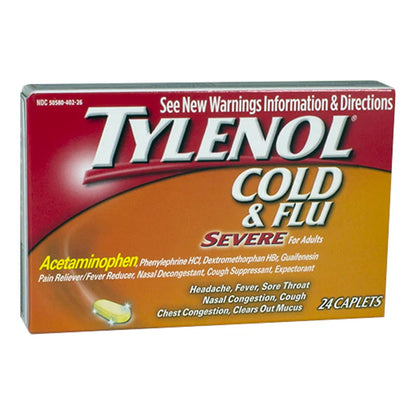 Tylenol® Severe Cold & Flu – 24 Caplets, Case of 24