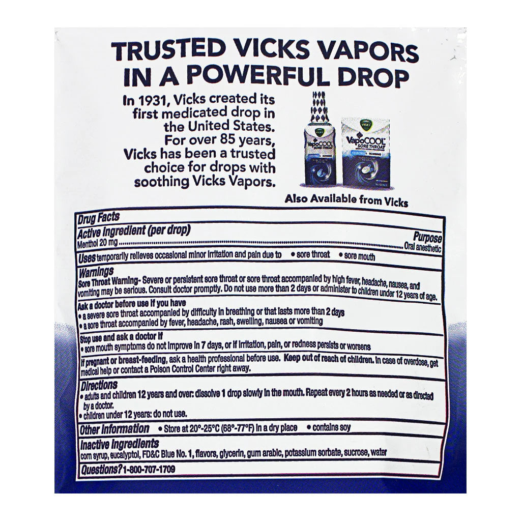 Vicks® VapoCOOL Medicated Drops – Pack of 18, Case of 36