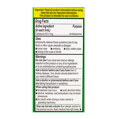 Zyrtec® Children’s Allergy Grape Syrup – 1 fl oz, Case of 18 Boxes