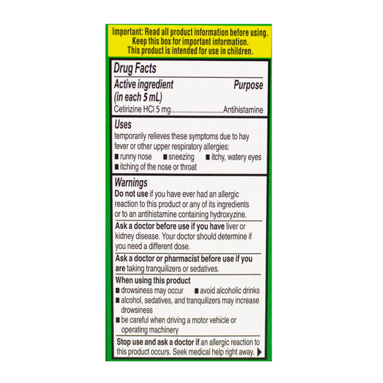 Zyrtec® Children’s Allergy Grape Syrup – 1 fl oz, Case of 18 Boxes