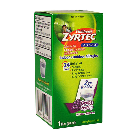 Zyrtec® Children’s Allergy Grape Syrup – 1 fl oz, Case of 18 Boxes