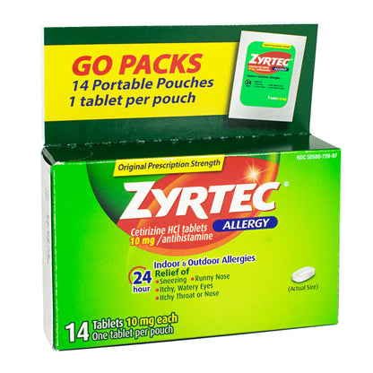 Zyrtec® 24 Hour Allergy Relief Tablets – 14 Count, Case of 4 Boxes