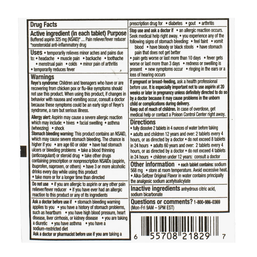 Alka-Seltzer Pain Relief - Card of 4 wellness vending machine university campuses