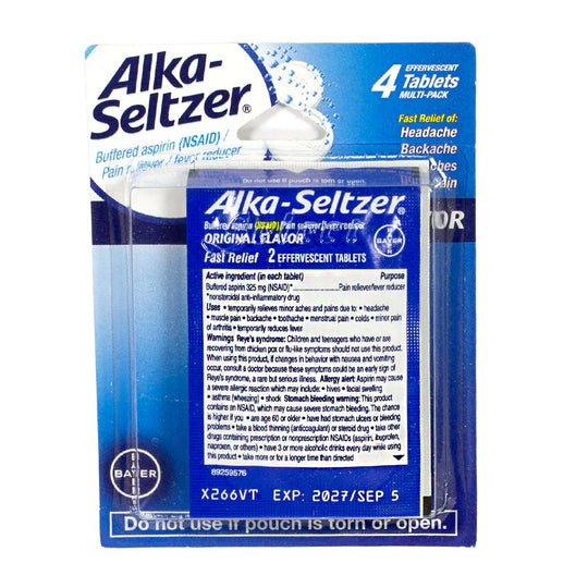 Alka-Seltzer® Pain Relief Tablets – 4 Count, Case of 36 Packs