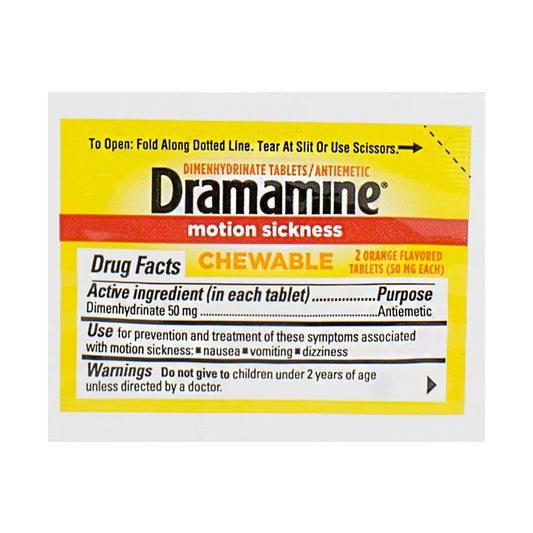 Dramamine® Motion Sickness Relief – 2 Tablet Pack, Case of 50