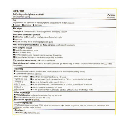 Dramamine® Motion Sickness Relief – 2 Tablet Pack, Case of 50