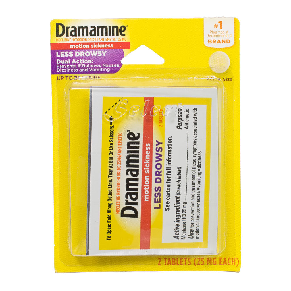 Dramamine Motion Sickness Less Drowsy Relief Tablets - Card of 2 wellness vending machine