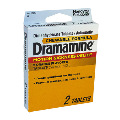 Dramamine® Motion Sickness Relief Tablets – 2 Count Box, Case of 18