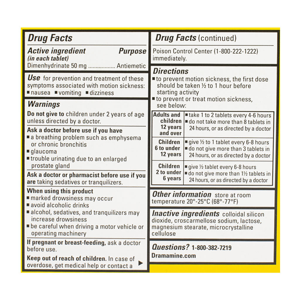 Dramamine Motion Sickness Relief Tablets - Vial of 12 wellness vending machine university campuses